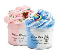 Set di giocattoli slime bicolore da 70ml - slime burro, con accessori carini, super morbido e non appiccicoso, perfetto come bomboniera per feste e regali di compleanno. rosa/bianco,blu bianco,rosso/b