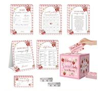 Set di giochi a tema fragola, include 6 set di carte da gioco, Quanto è grande la pancia della mamma/Previsione del bambino/Mamma o Papà, Lotteria dei pannolini/Trova l'ospite Bingo Giochi adatti per