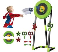 Set di giochi da dardo da 2 in 1 a ascia e prato-comprende 2 assi, 2 freccette a sei stelle e 2 freccette-telaio in metallo sicuro, pieghevole e robusto per divertimento interno e esterno per la