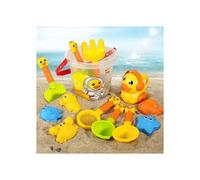 Set di giochi da spiaggia per bambini con secchiello, ruota idraulica e formine per la sabbia, giallo, unisex, dai 3 anni in su