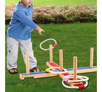 Set di Giochi di Lancio di Anelli in Legno per Adulti E Bambini, Giocattoli