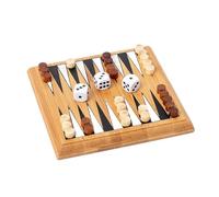 Set di giochi in legno portatile da 12x12 cm, mini scacchi, dama e backgammon da viaggio(Backgammon)