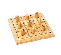 Set di giochi in legno portatile da 12x12 cm, mini scacchi, dama e backgammon da viaggio(Tictactoe)