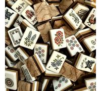 Set di giochi Mahjong americano, set Mahjong a tema cane marrone retrò | Piastrelle incise trasparenti acriliche a 4 strati da 1,2", con borsa for il trasporto, 4 ripiani, 4 dadi