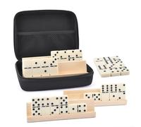 Set di gioco dominoso retrò - Legno resina EVA 22x18x6cm | Giochi vintage completi con custodia28 Dominos, 4supporti legni, Giochi da tavolo per amici famiglia Poor adulti,
