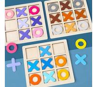 Set di gioco Tic Tac Toe in legno premium - Un classico gioco da tavolo per la famiglia adatto per adulti e bambini, giocattolo di competizione puzzle, giocattolo di esercizio di pensiero, interazione