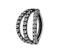 Set di Gioielli a Doppio e Triplo Strato con Zirconi Microincastonati, Gioielli Perforanti Ipoallergenici, Orecchini Quotidiani Moderni e Semplici(Black Triple-Layer,1.2 * 8MM)
