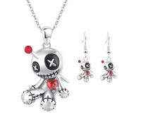 Set di gioielli a tema giocattolo maledetto unico set di gioielli mistici maledetti giocattolo dichiarazione set di gioielli con collana e orecchini ornamento accessori in lega