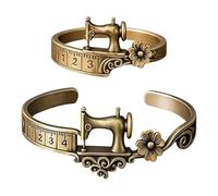 Set di gioielli alla moda con bracciale e anelli in lega dall'aspetto antico, con tema cucito, perfetto per l'uso quotidiano e occasioni speciali, set di gioielli vintage con macchina da cucire