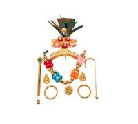 Set di gioielli Bal Gopal, set di gioielli Laddu Gopal Shringar con Mor Pankh | Krishna Mukut, Bansuri e Mala per Thakur Ji | Accessori decorativi Kanha Ji