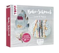 Set di gioielli Boho Love & Peace (rosso scuro/grigio): istruzioni e materiale per 5 braccialetti in look boho fai da te. nastri, anelli di piegatura, perline e ciondoli. Senza nichel