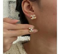 Set di gioielli composto da orecchini e collana classici con decorazioni a cerchio e zirconia cubica, impilabili, adatti per l'uso quotidiano delle donne, possono essere regalati a fidanzate, amiche, 