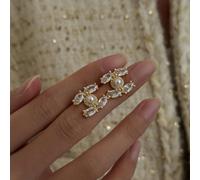 Set di gioielli composto da orecchini e collana, con cerchi classici e decorati con zirconia cubica, impilabili, adatti per l'uso quotidiano delle donne, possono essere regalati a fidanzate, amiche, d