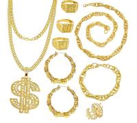 Set di gioielli con anelli in stile hiphop, per donne e uomini, accessori punk rock, cosplay, feste, travestimenti, set di anelli tradizionali hiphip