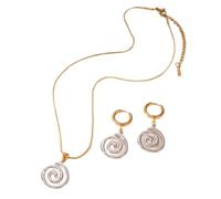 Set di gioielli con ciondoli a spirale, collana con catena di serpente e orecchini a cerchio Huggie, gioielli alla moda bicolore per abiti quotidiani