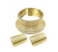 Set di Gioielli con Collana Africana, Collana Girocollo Esagerata, Bracciale A Due Mani, Accessori per Gioielli Etnici Tribali Punk da Donna