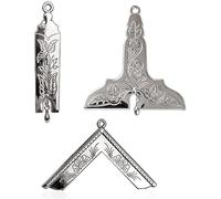 Set di gioielli con collare massonico blu Lodge Officer regalo gioielli confezione da 3, Argento