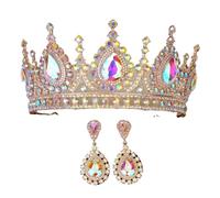 Set di gioielli con corona di cristallo barocco con strass di grandi dimensioni e accessori alla moda(StyleB)