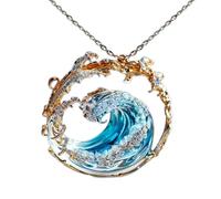 Set di gioielli con giuramento dell'oceano, collana/anello/orecchini, collana con giuramento dell'oceano, confezione di gioielli a tema marino estivo, regalo ispiratore per donne, regalo di amicizia