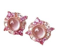 Set di gioielli con pietra rosa, design di ispirazione francese, collana con ciondolo, orecchini, anello, suite per donne