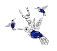 Set di gioielli contemporanei a forma di uccello, collana e orecchini in lega con cristalli accentati, accessorio ideale per l'uso quotidiano minimalista con collana a forma di uccellino, Misura unica