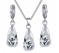 Set di gioielli CZ Bridal Bridesmaid Accessories Necklace Orecchini Set per Wedding Prom Anniversary Birthday Gioielli per capelli (A, taglia unica), lega di alluminio, Senza Gemstone