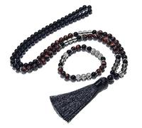 Set di gioielli da 8 mm Pietra108 Mala con perle di Mala Yoga Preghiera meditazione per uomini e donne, Pietra semi-preziosa, Pietra naturale