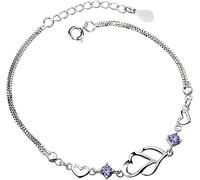 Set di gioielli da damigella d'onore in argento con zirconi per la mamma, Natale, compleanno, regolabile, per il giorno dell'amore, la nascita, il braccialetto regalo a forma di cuore per le donne