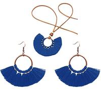 Set di gioielli da donna con ciondolo rotondo con frange e nappe, collana e orecchini, regalo bello e intelligente