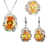 Set di gioielli da donna in stile barocco con citrino finto pesce fiore di loto e orecchini pendenti con anello flessibile, regalo ispirato al patrimonio