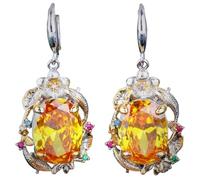 Set di gioielli da donna in stile barocco con citrino finto pesce fiore di loto e orecchini pendenti con anello flessibile, regalo ispirato al patrimonio