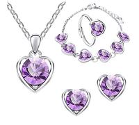 Set di gioielli da donna personalizzati con ciondolo a forma di cuore blu blu e collana per ballo di fine anno (viola, taglia unica)