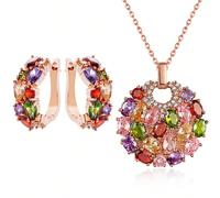 Set Di Gioielli Da Matrimonio Luxury Mul Mona Lisa Rotondo Con Zirconi Per Orecchini Ad Anello E Collana Per Donne - Ideali Per L'uso Quotidiano E Come Regalo Per La Festa Della Mamma (3 Pezzi) Tagli 