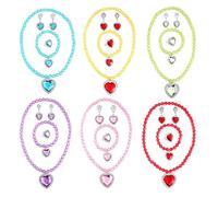 Set di Gioielli da Principessa, 30PCS Gioielli da Ragazza Set da Gioco, Kit Gioielli per Bambini Feste Accessori con Gioielli da Braccialetto Collana Anello di Gioielli Clip per Orecchini per Feste di
