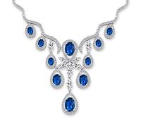 Set Di Gioielli Da Sposa Design Vintage Art Deco Con Grande Goccia A Forma Di Pera Chiara Pietra Simulata AAA CZ Collana A V Con Collare E Orecchini Chandelier. Placcato Argento Per Donne