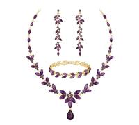 Set di gioielli da sposa per sposa damigella d'onore set di gioielli da sposa per le donne collana di cristallo orecchini braccialetto set per feste Prom Jewelry, Cristallo, Cristallo