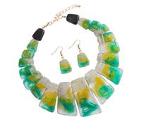 Set di gioielli esagerato con collana di serrature in resina e orecchini a goccia elegante collana e per le donne trappole per le donne, Taglia unica, come descritto, come descritto