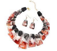 Set di gioielli esagerato con collana di serrature in resina e orecchini a goccia elegante collana e per le donne trappole per le donne, Taglia unica, come descritto, come descritto