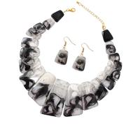 Set di gioielli esagerato con collana di serrature in resina e orecchini a goccia elegante collana e per le donne trappole per le donne, Taglia unica, come descritto, come descritto
