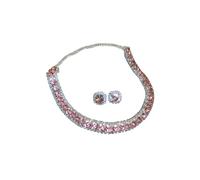 Set di gioielli in rame luccicante con borchie in zirconia cubica, design leggero per feste e uso quotidiano, set di gioielli in rame per donne, Misura unica, come descritto, come descritto