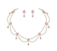 Set di gioielli in stile vittoriano con zirconi e perle multifilo | Orecchini vintage in stile vittoriano, per feste e Halloween