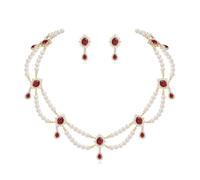 Set di gioielli in stile vittoriano con zirconi e perle multifilo | Orecchini vintage in stile vittoriano, per feste e Halloween