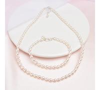 Set di Gioielli in Vera Perla d'Acqua Dolce Naturale per Le Donne con Set di Bracciali con Collana con Fibbia in Argento Sterling 925