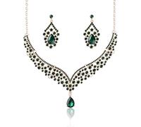 Set di gioielli indiani - Set di gioielli da sposa per spose, orecchini e collana, set di collane con strass, collana e orecchini per donne, collane con diamanti per donne, semplici gioielli regali