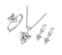 Set di gioielli minimalisti con zirconia cubica a forma di cuore, collana e orecchini, versatili opzioni di abbinamento per feste e incontri, collezione di gioielli romantici con zirconia cubica
