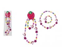 Set di gioielli per bambini: collana e braccialetto con unicorno di perline