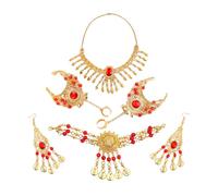 Set di gioielli per danza del ventre da donna: collana, orecchini, braccialetti,