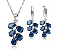 Set di Gioielli per Donne con rubini Artificiali catenine, collari e orecchiette Hoop a Forma di Foglia - Made in China