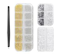 Set Di Gioielli Per Nail Art A 3 Scatole E 1 Penna Magnetica, Patch Per Sfera In Acciaio Con Perline, Strumenti Per Nail Art, Nail Art Fai-Da-Te.
