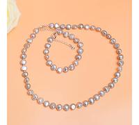 Set di Gioielli Perle barocchi Vere Naturali Naturale Bracciale di Collana Nera Gary per Donne Nuove 45 cm